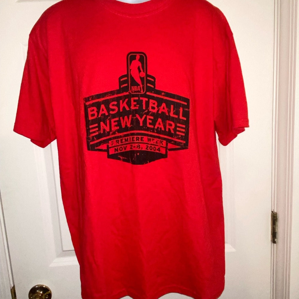 Vintage Red NBA 2004 Logoman Basketball New Year Tee. Rare find. NWT